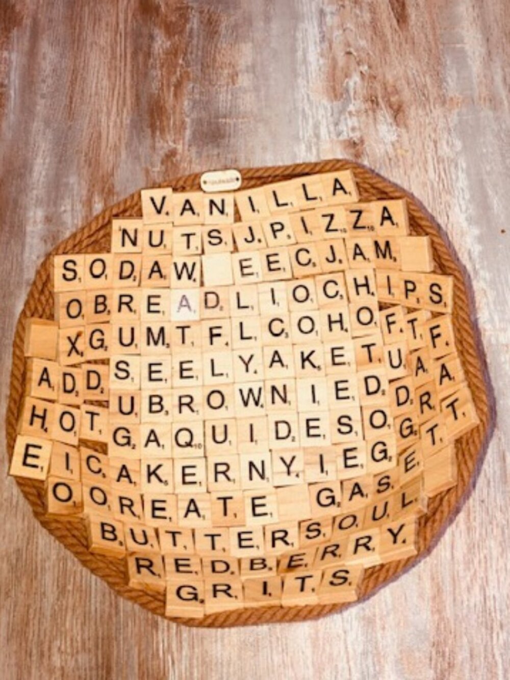 Handmade Wooden Word Tile Decorative Catchall Bowl